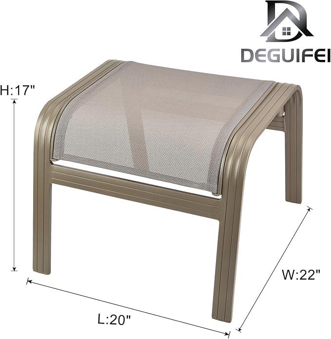 Outdoor Ottoman Patio Footstools Assembled Aluminum Footrest Side Table Small Chair Patio Ottoman for Garden,Balcony,Poolside 2 Set Champagne