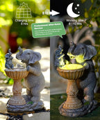 Garden Elephant Statues for Bird Bath: Outdoor Sculptures for Lawn Patio Yard Balcony Porch - Unique Gifts for Mother Grandma