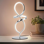 Mayful Modern Table Lamp with LED Spiral Design, Bedside Lamp with Stepless Dimming Switch, Contemporary Nightstand & Chrome Table Lamp for Bedroom, Living Room, Home Office, 12W 3200K Warm White