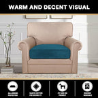 PrinceDeco Couch Cushion Cover Cushion Slipcover for Chair Sofa Cushion Furniture Protector Seat Cushion Sofa Cover for Dog Pet Kid with Elastic Straps Width Up to 29.5", Deep Teal