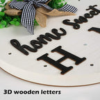 Interchangeable Welcome Sign for Front Door with 14 Changeable Icons, Farmhouse Front Porch Decor Rustic Wooden Wall Sign with 12 LED Lights, Outdoor Seasonal Welcome Home Decorations (White1)