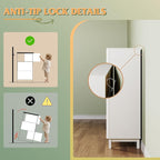 WLIVE Fluted Dresser for Bedroom with 5 Drawers, 46.26" Tall Wood Dresser with Golden Metal Handles, Mid Century Modern Chest of Drawers for Living Room, Hallway, Closet, Solid White