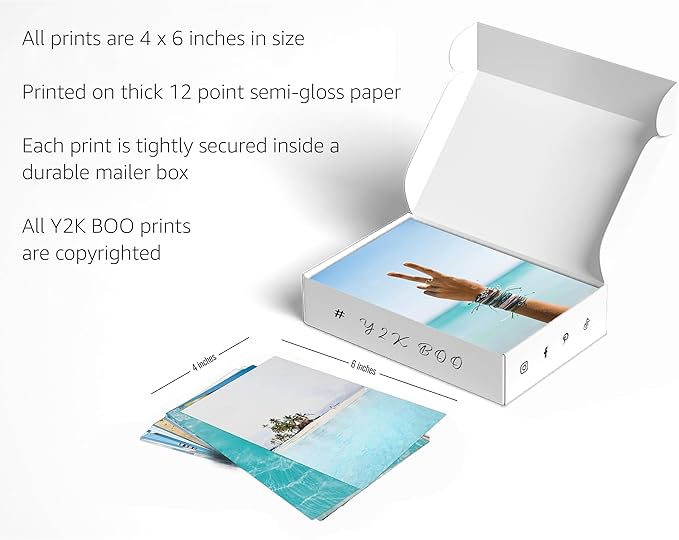 Y2K BOO Summer Beach Aesthetic Wall Collage Kit – 100 Ocean Blue & Sky Blue Photos, 4"x6" Prints for Teen Girls Dorm Room Decor, Beach Activities & Ocean Moments, Ideal Gift for Birthday & Graduation