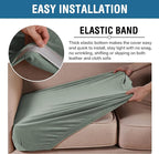 H.VERSAILTEX Velvet Stretch Couch Cushion Cover Plush Cushion Slipcover for Chair Loveseat Sofa Cushion Furniture Protector Seat Cushion Sofa Cover (3 Piece XL Sofa Cushion Covers, Sea Grass)