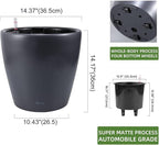 Dexceder 15x14 Self Watering Planter with Wheels Indoor Outdoor, Inner Pot Design, Thickened Large Floor Standing Flower Plant Pot with Water Level Indicator (Slate Gray Matte)