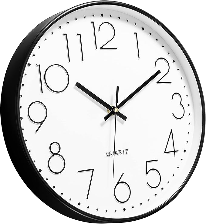 Lumuasky 4 Pack Wall Clock,12 Inch Silent Battery Operated Non Ticking Quartz Round Analog Classic Clock Modern Design for Home Office Classroom School Living Room Bedroom