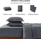 Bedsure Duvet Cover Full Size with Fitted Sheet - 4 Pieces Prewashed Cotton-Like Extra Soft Bedding Set, Includes 1 Duvet Cover 80x90 Inches, 2 Pillow Shams, 1 Fitted Sheet, Dark Grey