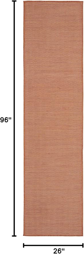 Nourison Positano Indoor/Outdoor Terracotta 2'2" x 8' Area Rug, Easy Cleaning, Non Shedding, Bed Room, Living Room, Dining Room, Backyard, Deck, Patio (2x8)