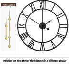 1st owned 16 inch Wall Clock - Metal Retro Roman Numeral Wall Clock, Almost Silent, Easy to Read for Living Room Decor/Home/Kitchen/Bedroom/Office/School(Black)