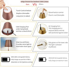 Maksone 2 Pack LED Cordless Table Lamp, 6600mWh Rechargeable Battery Desk Lamp, 3000K Stepless Dimming Night Light, IP54 Waterproof Metal Outdoor Portable Lamp for Camping, Restaurant(Brown)
