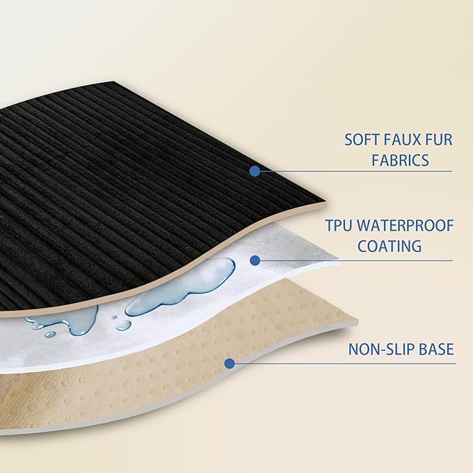 HAOMAIJIA Non-Slip Couch Armrest Covers for Sofa,Fuzzy Couch Arm Covers Set of 2,Washable Thick Soft Recliner Chair Arm Cover Protectors (Black, 23" x 23" 2 Pack)