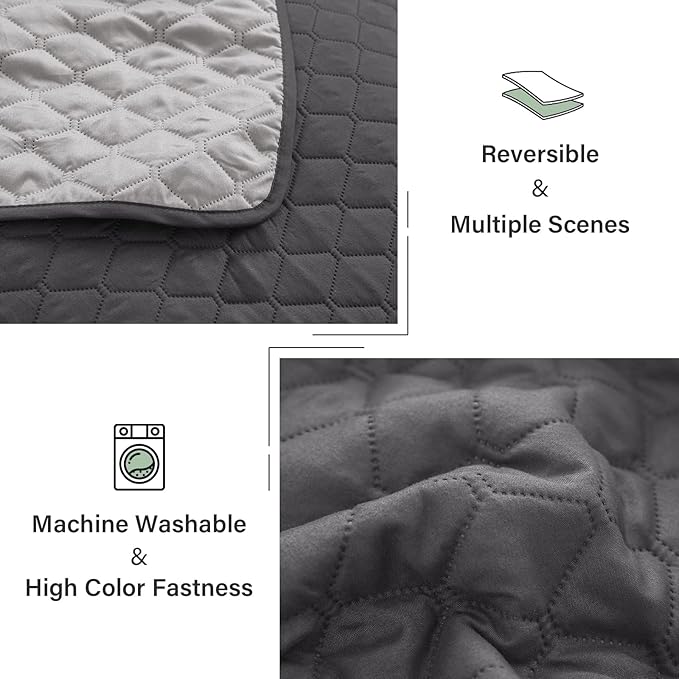 Exclusivo Mezcla Reversible California King Size Quilt Bedding Set with Pillow Shams, Lightweight Quilts Cal King Size, Soft Bedspreads Bed Coverlets for All Seasons - (Grey, 112"x104")
