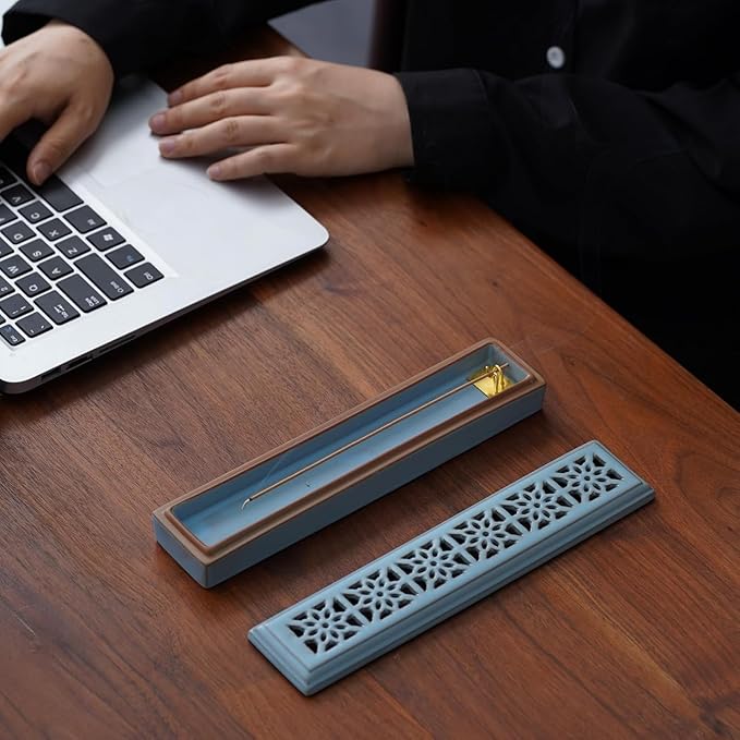 Incense Holder for Sticks，Ceramic Insence-Stick Holder Ash Catcher，Incense Holder Timkburner for Meditation Yoga Spa Room Decor