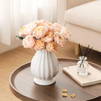 White Ceramic Vase, 7.6 Inch Flower Vase Home Decor Modern Decorative Vases for Bouquet, Unique Vases for Farmhouse Living Room Cabinet Table Centerpieces Wedding Decorations