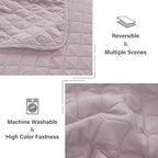 Exclusivo Mezcla Reversible Twin Quilt Bedding Set with Pillow Sham, Lightweight Quilts Twin Size, Soft Bedspreads Bed Coverlets for All Seasons - (Lilac Ash, 68"x88")
