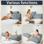 Headboard Wedge Pillow King with 2 Pack Neck Roll Pillow Large Headboard Pillow Soft and Supportive with Removable Cover (Light Grey, King：76x8x20 Inches)