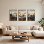 Celestdeco Wood Mountain Framed Canvas Wall Art Set, Pine Trees Wall Painting, Ridge Scenery Wall Decor, Natural Sun Landscape Art Print for Living Room, Bedroom, Dining Room, Office - 24"x36"x3