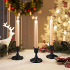 Black Taper Candle Holders Set of 2, Vintage Metal Candlestick Holders for Dinner Room Table Centerpiece or Mantel Wedding Party Decor