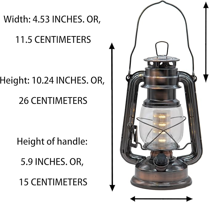 YAKii LED Vintage Lantern Metal Hanging Hurricane 12 LED Dimmer Switch Warm White Battery Operated Power Outage Indoor Camping Lighting Outdoor Brooklyn Decoration(Copper)