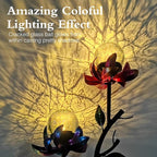 VCUTEKA Solar Garden Light Solar Flowers Light with LED Crackle Glass Globe Solar Lights Outdoor Metal Garden Stake Wind Spinner for Garden Decoration, Patio Decor, Yard Decor and Gift for Mother