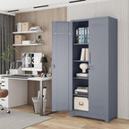 Lockable Storage Cabinet,Utility Closet with Doors and Shelves,SteelGarage Cabinet with Adjustable Shelves for Home,Garage,Gray