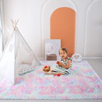 Rugs for Girls Bedroom Living Room: 5x7 Shag Fuzzy Area Rug for Kids Playroom,Pastel Plush Shaggy Carpet for Nursery Baby Toddler Dorm Room