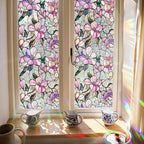 Decorative Orchid Flower Stained Static Glass Window Clings Stickers for Home Office Living Room Bedroom Glass Windows Door Decor 16.93 x 39.37 Inches