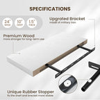 Fun Memories 24 Inch Floating Shelves Wall Mounted, 10 Inch Deep Wall Shelves, 24 x 10 Floating Shelf for Living Room Bathroom Bedroom, White, Set of 2