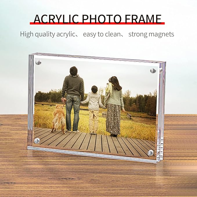 Acrylic Picture Frames 2.5x3.5 inches, Clear Double Sided Magnetic Photo Block Frame,Desktop Frameless Picture Display, Wallet Small Picture Frames 2x3