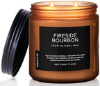 M&SENSE Fireside Bourbon Jar Candle, 11.6oz Clean Soy Wax Up to 70 Hours Burn Time Smoky Scent 2 Wick Cotton Fall Campfire Scented Candle for Home Decor Housewarming Gifts for Bathroom Office