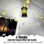 Bed Tent Bed Canopy Queen Size for Kid and Adults 100% Breathable Tents 4 Doors 80% Blackout - Indoor Portable Sleeping Tents Privacy Large Space with String Light