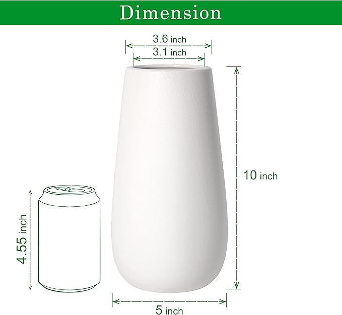 D'vine Dev 10 Inch Ivory Elegant Oval Ceramic Vase for Flowers, Home Décor Vase with Design Box, VS-LD-B-2