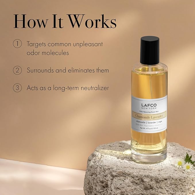 LAFCO New York Odor Removing Room Mist, Chamomile Lavender - 4 oz - Eliminates Unpleasant Scents & Provides Luxurious Fragrance - Up to 750 Pump Sprays Per Bottle - Made in the USA