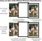 12 Pack 12x16 Picture Frame with 11x14 Mat, Display 11x14 with Mat or 12x16 Without Mat, 12 by 16 Frames Bulk Set of 12 Collage Gallery Wall Decor Photo Frames Set for Wall, Black