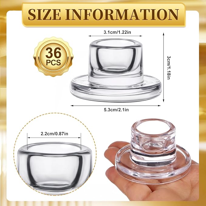 36 PCS Glass Taper Candle Holders Bulk Candlestick Holders Clear Short Tapered Candle Stick Holder Decor Set for Table Centerpiece Wedding Party Advent Christmas Home Decorations (36, Clear)