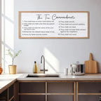 The Ten Commandments Rustic Bible Verse Framed Wall Art, 40''×15'' Positive Religious Christian Saying Sign for God Jesus Christ Prayer, Vintage Horizontal Holy Inspirational Catholic Scripture Decor