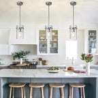 Nickel Hammered Hand-Blown Glass Pendant Light, Pendant Lights Kitchen Island Brush Nickel Pendant Light Fixtures over Island Modern Kitchen Island Lighting Dining Light Fixture Bedroom Foyer 1 Pack