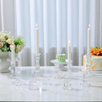 Mumufy 40 Pcs Glass Crystal Taper Candle Holders Clear Glass Candlestick Holder Fit 0.8 Inch Candles Crystal Decorative Candle Stand Centerpiece Table Wedding Dining Party (Classic,Clear)