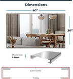 Fab Glass and Mirror Unbreakable Glassless Full Length Standing Mirror, Lightweight Shatterproof, Perfect for Home, Gym, Dance Studio 40L X 30W Chrome