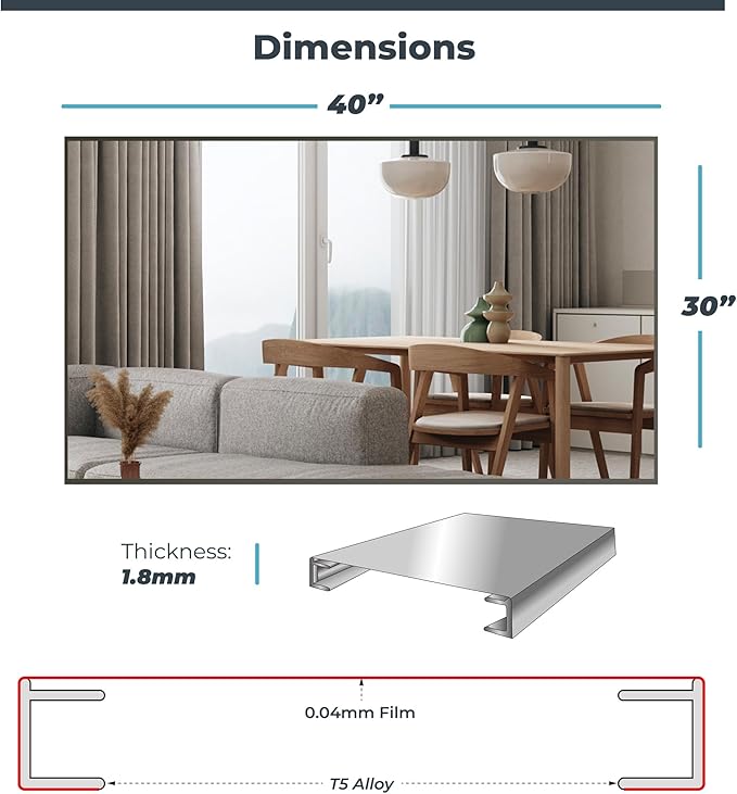 Fab Glass and Mirror Unbreakable Glassless Full Length Standing Mirror, Lightweight Shatterproof, Perfect for Home, Gym, Dance Studio 40L X 30W Chrome