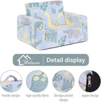 Welnow 2-in-1 Kids Sofa Chair, Glow in The Dark Convertible Toddler Chair Flip Out Children Sofa Folding Kids Play Sofa with Side Pockets & Removable Cover Armrest Chair for Girl or Boy