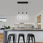 Kitchen Island Lighting Modern Light Fixture Black Pendant Light Dimmable LED Black Finish Mini Crystal Pendant Lights for Dining Room Living Room（3-Light ）