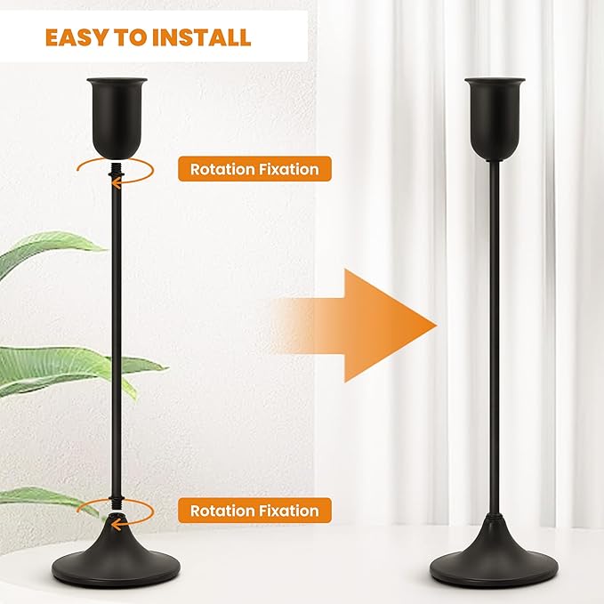 6 Pcs Black Candle Holders Set, Vintage Home Decor – Modern Taper Candlestick Holders for Wedding, Table Centerpieces – Great Gift for Halloween Decor,Thanksgiving Day & Christmas Season