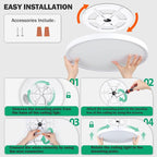 SunRider 4-Pack 16 Inch LED Flush Mount Ceiling Light, 3200LM, 5000K Daylight White, 32W Dimmable Modern Round Flat Ceiling Lights for Living Room