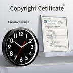 AKCISOT Wall Clock Modern Black Silent Non Ticking Wall Clocks Battery Operated 12 Inch, Small Analog Classic Clock Decorative for Bedroom, Kitchen, Home Office, Bathroom, School, Living Room