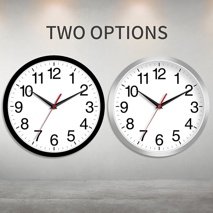 Wall Clock Modern 10 Inch Black Battery Operated Silent Non Ticking Analog for Living Room Office Home Bedroom Kitchen Bathroom