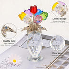 Glass Rose Flowers, Crystal Glass Figurines Rose Decorations for Home Gifts for Mom Wife Grandma, Crystal Flowers Collectible Ornament Mother's Day Thanksgiving Anniversary Birthday Gifts (Rainbow)