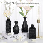 12pcs Glass Bud Vases Set, Small Vases for Flowers, Black Bud Vase for Centerpieces in Bulk, Mini Vintage Vase for Rustic Wedding Decorations, Office and Home Table Flower Décor-Green