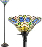 Luvkczc Tiffany Torchiere Floor Lamp - 70" Victorian Stained Glass Lamp Antique Tiffany Style Standing Light for Home,Office,Hotel Decor