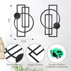 OYEFLY 2 Pcs Metal Abstract Wall Art,Modern Geometric Decor (Black, style 1)